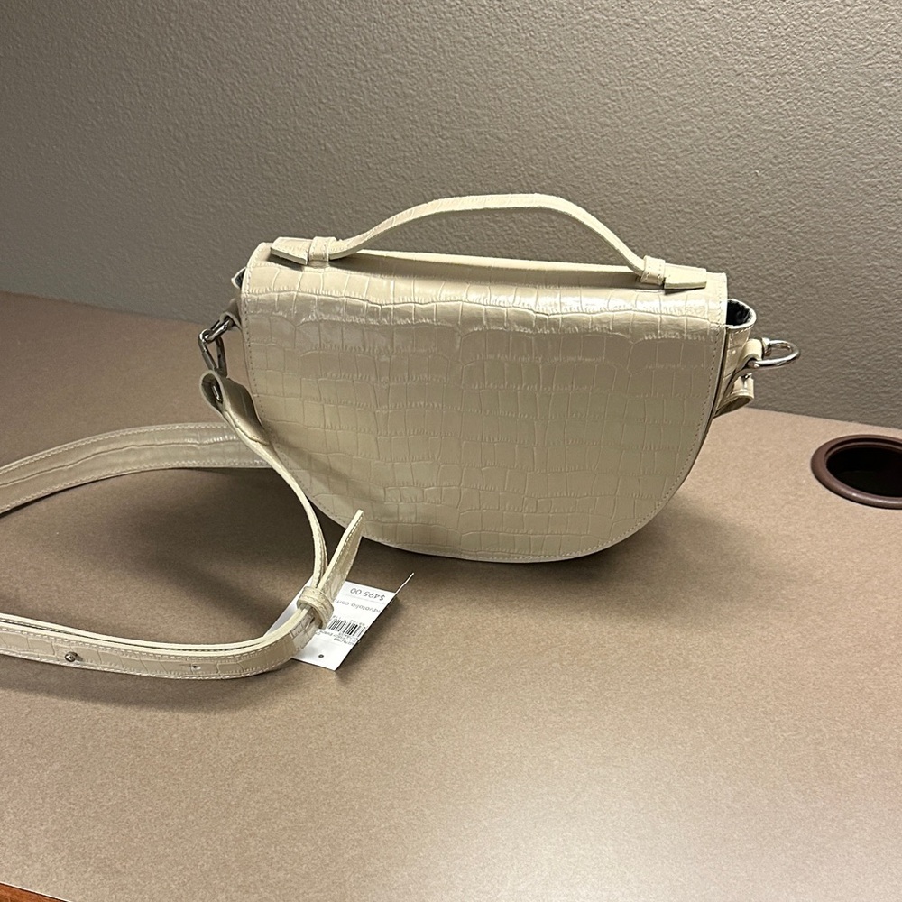 Aquatalia Elegant Cream Crocodile-Embossed Women's Bag